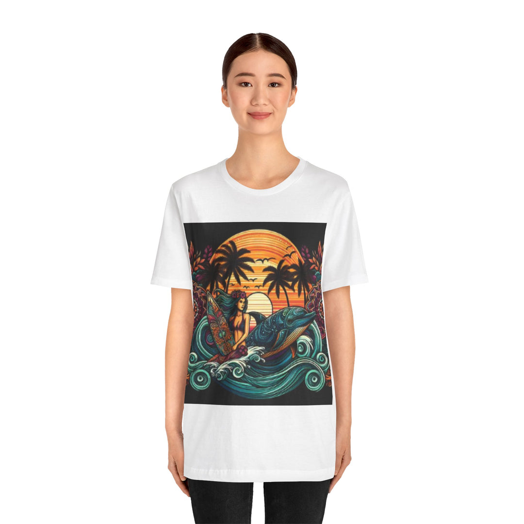 Trouvez la sérénité avec notre t-shirt style Mandala femme et dauphin Hawaii 