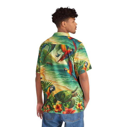 T-shirt perroquet personnalisable, tortue hawaïenne, chemise d’oiseaux tropicaux, perroquet chemise hawaïenne, chemise Turtle Beach, tee-shirt Island Wildlife
