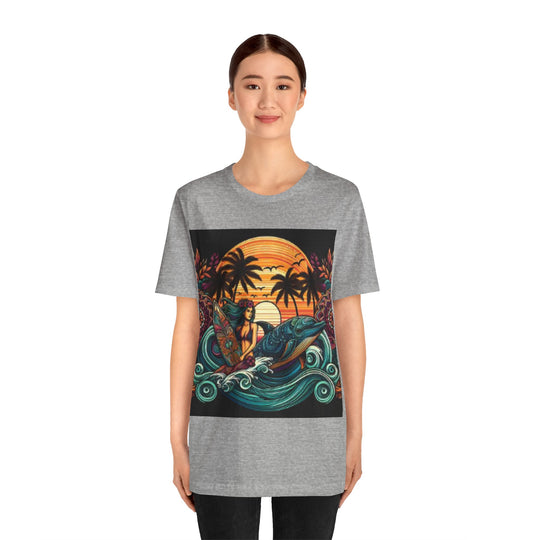 Trouvez la sérénité avec notre t-shirt style Mandala femme et dauphin Hawaii 