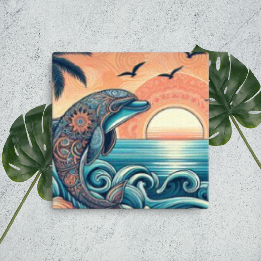 Immerse Yourself in Serenity with Dolphin and Sunset Canvas